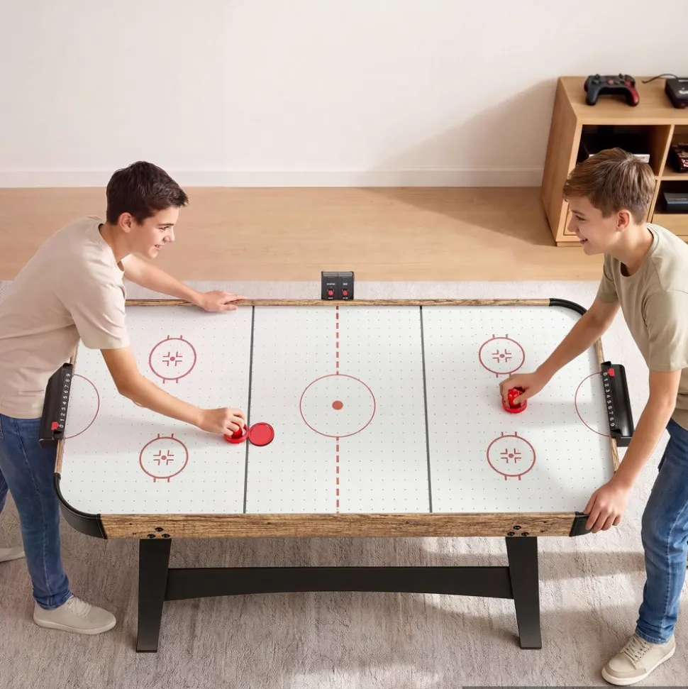 VEVOR 54" Air Hockey Table with Electronic Scorer & High-powered Blower, for Family Game Room, Basements and Home Air Powered Hockey Arcade Game Table Set with Pushers & Pucks, Stable Leg