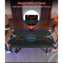 VEVOR 89" Air Hockey Table with LED Lights & Electronic Scorer, for Family Game Room, Basements, Home, Air Powered Hockey Arcade Game Table Set with High-powered Blower, Stable H-shaped Leg