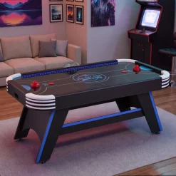 VEVOR 72" Air Hockey Table with LED Lights & Electronic Scorer, for Family Game Room, Basements and Home, Air Powered Hockey Arcade Game Table Set with High-powered Blower, Stable Leg