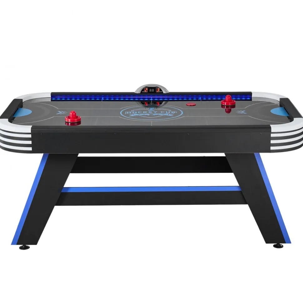 VEVOR 72" Air Hockey Table with LED Lights & Electronic Scorer, for Family Game Room, Basements and Home, Air Powered Hockey Arcade Game Table Set with High-powered Blower, Stable Leg