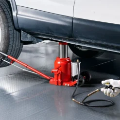 VEVOR Air Hydraulic Bottle Jack, 50 Ton (110231.5 lbs) Capacity, 10.4-16.1 Inch Lifting Range, Pneumatic/Manual Heavy Duty Welded Bottle Jack with Pump for Car, SUV, Pickup, Truck, RV Auto Repair, Red