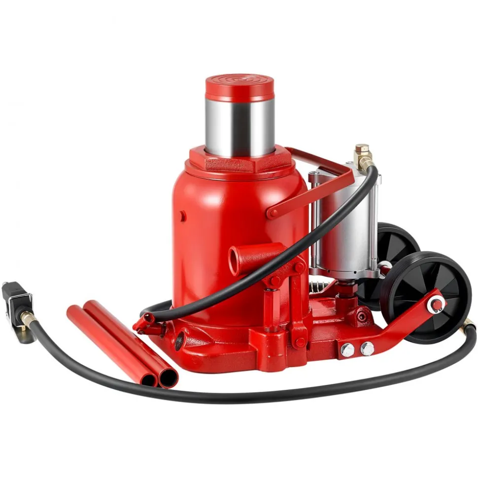 VEVOR Air Hydraulic Bottle Jack, 50 Ton (110231.5 lbs) Capacity, 10.4-16.1 Inch Lifting Range, Pneumatic/Manual Heavy Duty Welded Bottle Jack with Pump for Car, SUV, Pickup, Truck, RV Auto Repair, Red