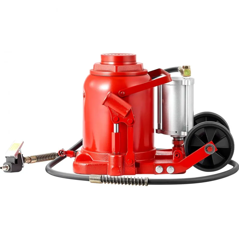 VEVOR Air Hydraulic Bottle Jack, 50 Ton (110231.5 lbs) Capacity, 10.4-16.1 Inch Lifting Range, Pneumatic/Manual Heavy Duty Welded Bottle Jack with Pump for Car, SUV, Pickup, Truck, RV Auto Repair, Red