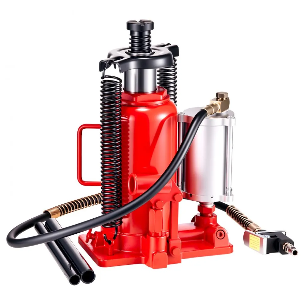 VEVOR Air Hydraulic Bottle Jack, 20 Ton (44092 lbs) Capacity, 10.2-19.5 Inch Lifting Range, Pneumatic/Manual Heavy Duty Welded Bottle Jack with Pump for Car, SUV, Pickup, Truck, RV, Auto Repair, Red