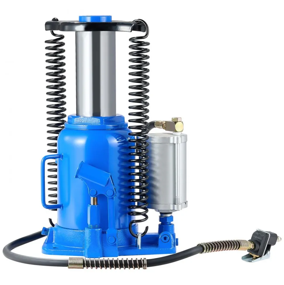 VEVOR Air Hydraulic Bottle Jack, 32 Ton (70546.9 lbs) Capacity, 10-16.3 Inch Lifting Range, Pneumatic/Manual Heavy Duty Welded Bottle Jack with Pump for Car, SUV, Pickup, Truck, RV, Auto Repair, Blue