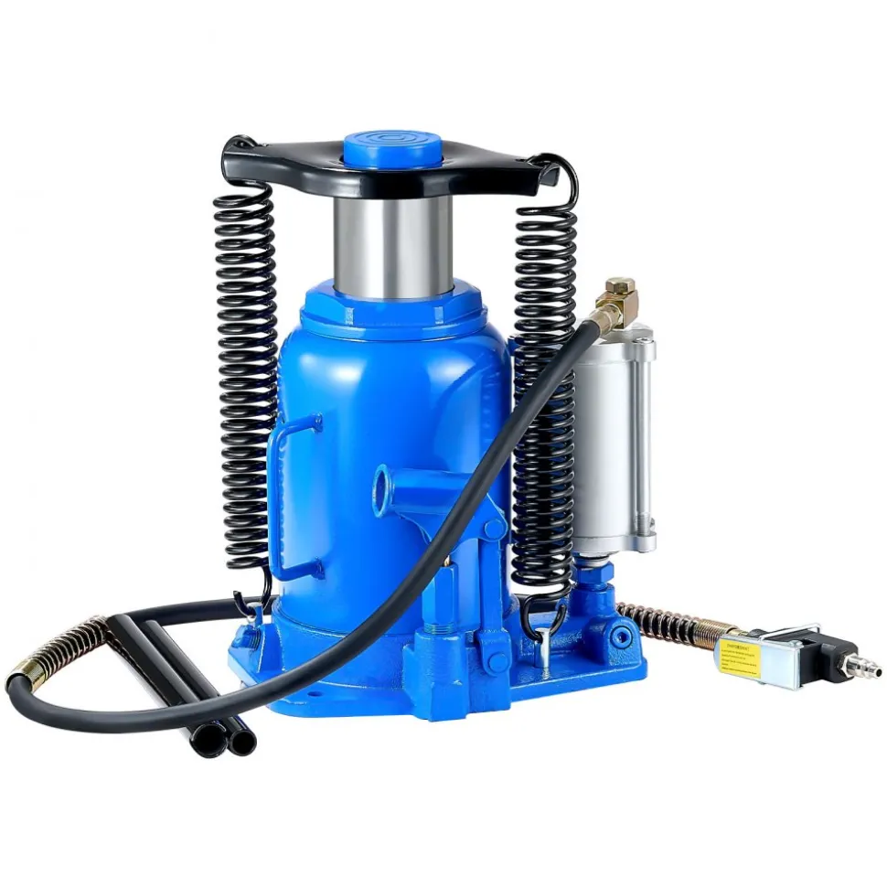 VEVOR Air Hydraulic Bottle Jack, 32 Ton (70546.9 lbs) Capacity, 10-16.3 Inch Lifting Range, Pneumatic/Manual Heavy Duty Welded Bottle Jack with Pump for Car, SUV, Pickup, Truck, RV, Auto Repair, Blue