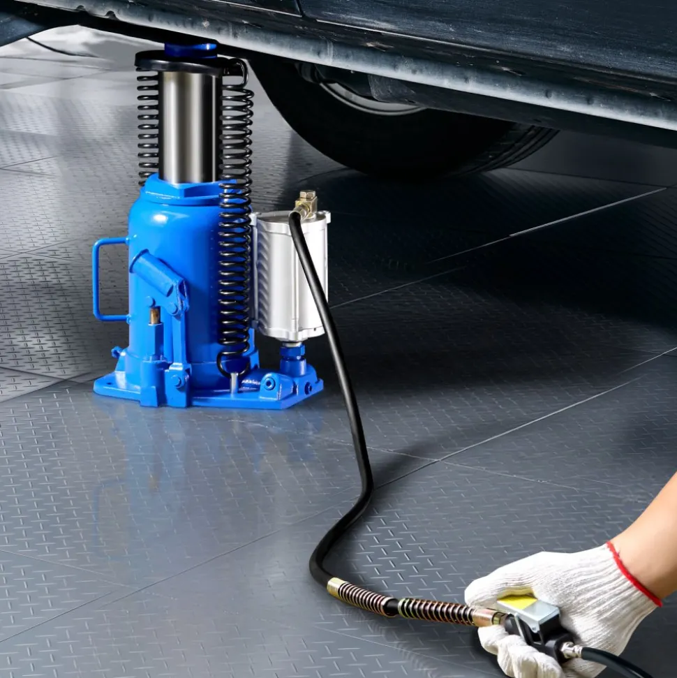 VEVOR Air Hydraulic Bottle Jack, 32 Ton (70546.9 lbs) Capacity, 10-16.3 Inch Lifting Range, Pneumatic/Manual Heavy Duty Welded Bottle Jack with Pump for Car, SUV, Pickup, Truck, RV, Auto Repair, Blue
