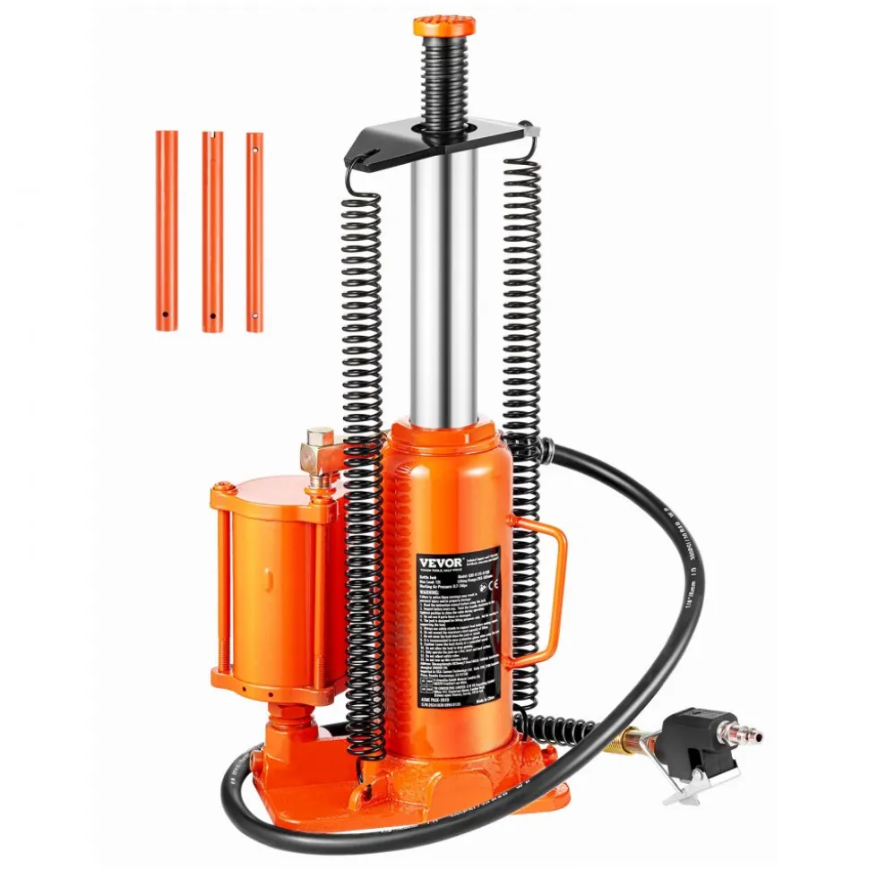 VEVOR Air Hydraulic Bottle Jack, 12 Ton/26455 lbs Pneumatic Hydraulic Bottle Jack with 10.43''-19.88'' Lifting Range & Manual Hand Pump, for Pickup, Truck, RV, Auto Repair, Industrial Engineering
