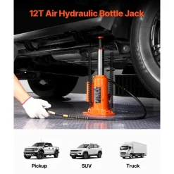 VEVOR Air Hydraulic Bottle Jack, 12 Ton/26455 lbs Pneumatic Hydraulic Bottle Jack with 10.43''-19.88'' Lifting Range & Manual Hand Pump, for Pickup, Truck, RV, Auto Repair, Industrial Engineering
