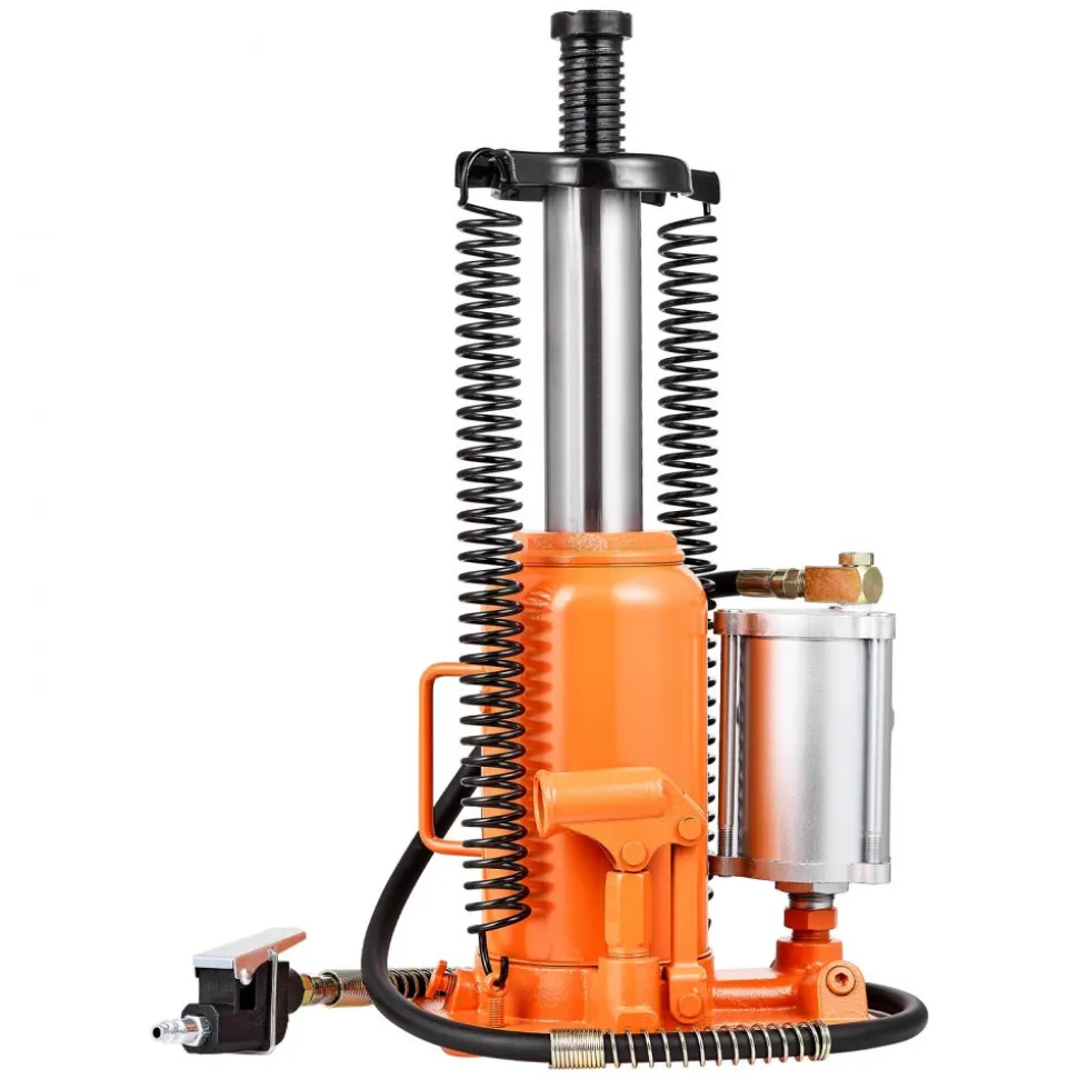 VEVOR Air Hydraulic Bottle Jack, 20 Ton (44092 lbs) Capacity, 10.2-19.5 Inch Lifting Range, Pneumatic/Manual Heavy Duty Welded Bottle Jack with Pump for Car, SUV, Pickup, Truck, RV Auto Repair, Orange