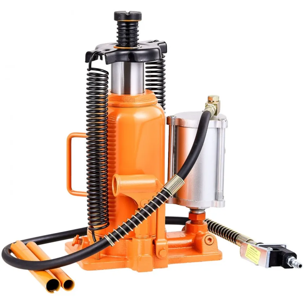 VEVOR Air Hydraulic Bottle Jack, 20 Ton (44092 lbs) Capacity, 10.2-19.5 Inch Lifting Range, Pneumatic/Manual Heavy Duty Welded Bottle Jack with Pump for Car, SUV, Pickup, Truck, RV Auto Repair, Orange