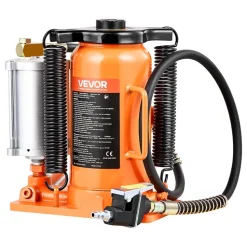 VEVOR Air Hydraulic Bottle Jack, 20 Ton (44092 lbs) Capacity, 10.2-19.5 Inch Lifting Range, Pneumatic/Manual Heavy Duty Welded Bottle Jack with Pump for Car, SUV, Pickup, Truck, RV Auto Repair, Orange