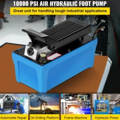 VEVOR Air Hydraulic Pump 10000 PSI Air Over Hydraulic Pump 1/2 Gal Reservoir Air Treadle Foot Actuated Hydraulic Pump 3/8