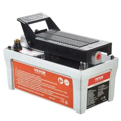 VEVOR Air Hydraulic Pump, 10,000 PSI 1/2 Gal Reservoir, NPT 3/8" Oil Outlet, NPT 1/4" Inlet, 6.6 ft Pipe, Foot Actuated Hydraulic Pump Air Treadle for Auto Body Frame Machines and Pulling Post, Gray