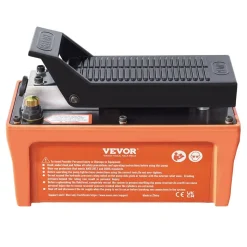 VEVOR Air Hydraulic Pump, 10,000 PSI 1/2 Gal Reservoir, NPT 3/8" Oil Outlet, NPT 1/4" Inlet, 6.6 ft Pipe, Foot Actuated Hydraulic Pump Air Treadle for Auto Body Frame Machines and Pulling Post, Orange