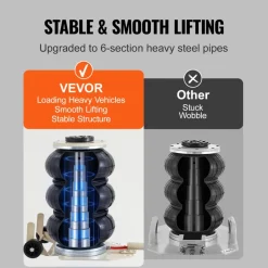 VEVOR Air Jack, 3T / 6600 lbs Triple Bag Air Jack, Airbag Jack with Six Steel Pipes, Lift up to 17.7 inch/450 mm, 3-5 s Fast Lifting Pneumatic Jack, with Long Handles for Car, Garage, Repair