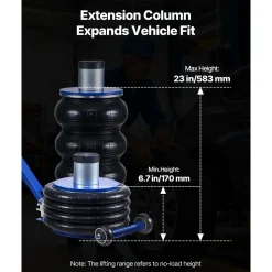 VEVOR Air Jack, 6 Ton/13227 lbs Airbag Jack, Lift Up to 26.5 inch with Heightened Column, Adjustable Handle & Thick Rubber Pad, 2-5 s Fast Lifting Pneumatic for Car, SUV, Pickup Truck Repair, Garage