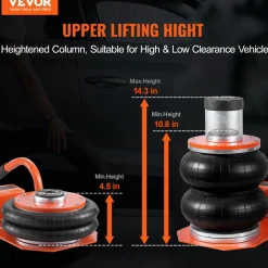 VEVOR Air Jack, 3 Ton/6600 lbs, 1-6S Pneumatic Lifting Jack with Heightened Column & Adjustable Handle, Compact, Easy-to-Lift & Space-Saving Jack with Thick Rubber Pad, Fits for Sedan, SUV, Pickup Truck