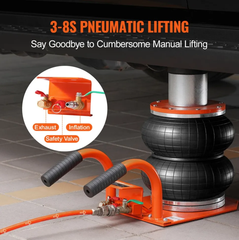 VEVOR Air Jack, 3 Ton/6600 lbs, 1-6S Pneumatic Lifting Jack with Heightened Column & Adjustable Handle, Compact, Easy-to-Lift & Space-Saving Jack with Thick Rubber Pad, Fits for Sedan, SUV, Pickup Truck