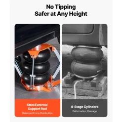 VEVOR Air Jack, 3 Ton/6613 lbs Triple Bag Air Jack, Airbag with Support Rod, Lift Up to 18.5 inch with Heightened Column & Adjustable Handle, 1-6 s Fast Lifting Pneumatic for Car, SUV, Pickup Truck