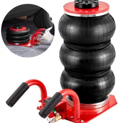 VEVOR Air Jack, 3 Ton/6600 lbs Triple Bag Air Jack, Airbag Jack with Six Steel Pipes, Lift up to 17.7 inch/450 mm, 3-5 s Fast Lifting Pneumatic Jack, with Side Handles for Car, Garage, Repair (Red)
