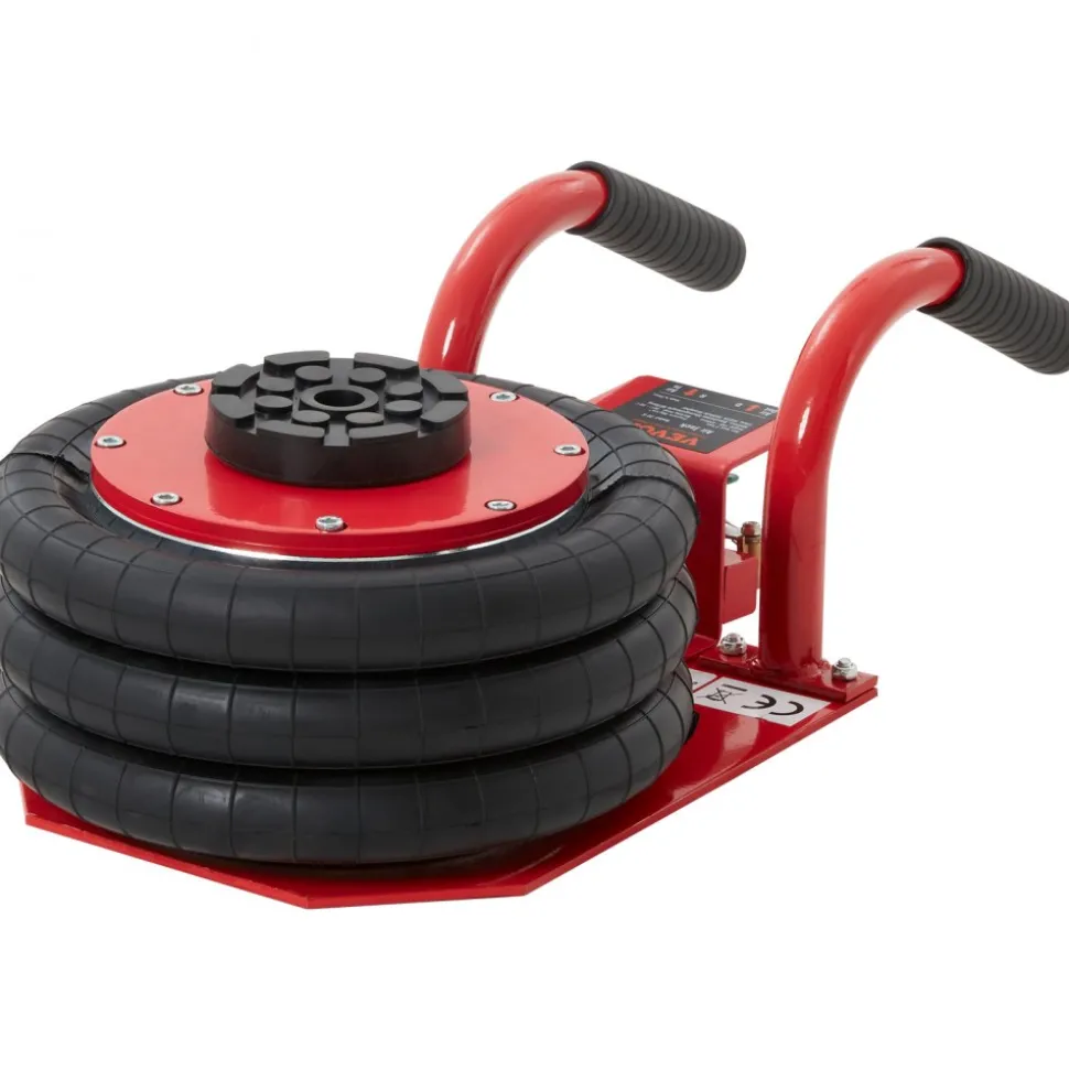 VEVOR Air Jack, 3 Ton/6600 lbs Triple Bag Air Jack, Airbag Jack with Six Steel Pipes, Lift up to 17.7 inch/450 mm, 3-5 s Fast Lifting Pneumatic Jack, with Side Handles for Car, Garage, Repair (Red)