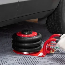 VEVOR Air Jack, 3 Ton/6600 lbs Triple Bag Air Jack, Airbag Jack with Six Steel Pipes, Lift up to 17.7 inch/450 mm, 3-5 s Fast Lifting Pneumatic Jack, with Side Handles for Car, Garage, Repair (Red)
