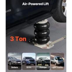 VEVOR Air Jack, 3 Ton/6613 lbs Triple Bag Air Jack, Airbag with Six Steel Pipes, Lift Up to 17.7 inch/450 mm, 1-6 s Fast Lifting Pneumatic with Adjustable Long Handle for Car, SUV, Pickup Truck Repair