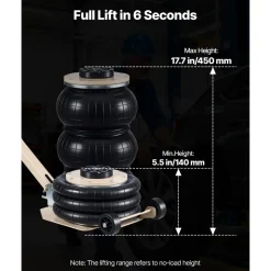 VEVOR Air Jack, 3 Ton/6613 lbs Triple Bag Air Jack, Airbag with Six Steel Pipes, Lift Up to 17.7 inch/450 mm, 1-6 s Fast Lifting Pneumatic with Adjustable Long Handle for Car, SUV, Pickup Truck Repair