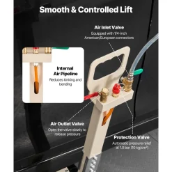 VEVOR Air Jack, 3 Ton/6613 lbs Triple Bag Air Jack, Airbag with Six Steel Pipes, Lift Up to 17.7 inch/450 mm, 1-6 s Fast Lifting Pneumatic with Adjustable Long Handle for Car, SUV, Pickup Truck Repair