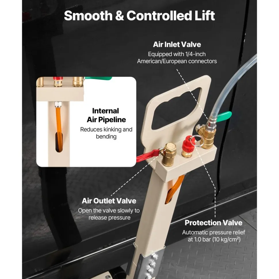 VEVOR Air Jack, 3 Ton/6613 lbs Triple Bag Air Jack, Airbag with Six Steel Pipes, Lift Up to 17.7 inch/450 mm, 1-6 s Fast Lifting Pneumatic with Adjustable Long Handle for Car, SUV, Pickup Truck Repair