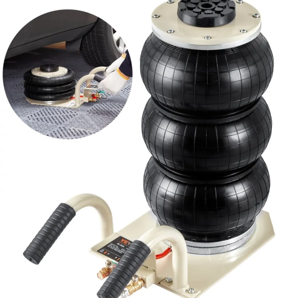 VEVOR Air Jack, 3 Ton/6600 lbs Triple Bag Air Jack, Airbag Jack with Six Steel Pipes, Lift up to 17.7 inch/450 mm, 3-5 s Fast Lifting Pneumatic Jack, with Short Handles for Car Repair