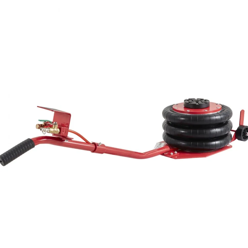 VEVOR Air Jack, 3 Ton/6600 lbs Triple Bag Air Jack, Airbag Jack with Six Steel Pipes, Lift up to 17.7 inch/450 mm, 3-5 s Fast Lifting Pneumatic Jack, with Long Handles for Cars, Garages, Repair, (Red)