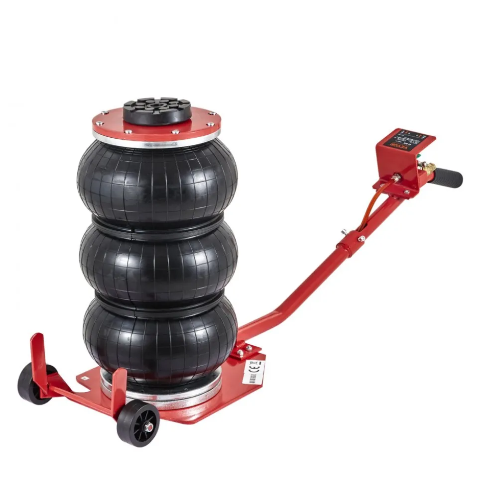 VEVOR Air Jack, 3 Ton/6600 lbs Triple Bag Air Jack, Airbag Jack with Six Steel Pipes, Lift up to 17.7 inch/450 mm, 3-5 s Fast Lifting Pneumatic Jack, with Long Handles for Cars, Garages, Repair, (Red)