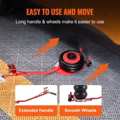 VEVOR Air Jack, 3 Ton/6600 lbs Triple Bag Air Jack, Airbag Jack with Six Steel Pipes, Lift up to 17.7 inch/450 mm, 3-5 s Fast Lifting Pneumatic Jack, with Long Handles for Cars, Garages, Repair, (Red)