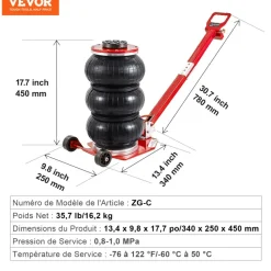 VEVOR Air Jack, 3 Ton/6600 lbs Triple Bag Air Jack, Airbag Jack with Six Steel Pipes, Lift up to 17.7