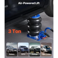 VEVOR Air Jack, 3 Ton/6613 lbs Triple Bag Air Jack, Airbag with Six Steel Pipes, Lift Up to 17.7 inch/450 mm, 1-6 s Fast Lifting Pneumatic with Short Handles for Car, SUV, Pickup Truck Repair, Garage