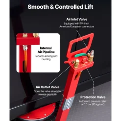 VEVOR Air Jack, 5 Ton/11023 lbs Triple Bag Air Jack, Airbag with Six Steel Pipes, Lift Up to 18.3 inch/464 mm, 4-10 s Fast Lifting Pneumatic with Adjustable Long Handle for Cars, SUVs, Pickup Trucks