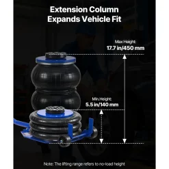 VEVOR Air Jack, 3 Ton/6613 lbs Triple Bag Air Jack, Airbag with Six Steel Pipes, Lift Up to 17.7 inch/450 mm, 1-6 s Fast Lifting Pneumatic with Long Handle & Rubber Pad for Cars, SUVs, Pickup Trucks