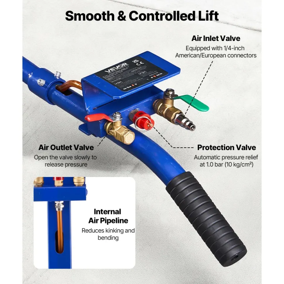 VEVOR Air Jack, 3 Ton/6613 lbs Triple Bag Air Jack, Airbag with Six Steel Pipes, Lift Up to 17.7 inch/450 mm, 1-6 s Fast Lifting Pneumatic with Long Handle & Rubber Pad for Cars, SUVs, Pickup Trucks