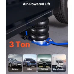 VEVOR Air Jack, 3 Ton/6613 lbs Triple Bag Air Jack, Airbag with Six Steel Pipes, Lift Up to 17.7 inch/450 mm, 1-6 s Fast Lifting Pneumatic with Long Handle & Rubber Pad for Cars, SUVs, Pickup Trucks