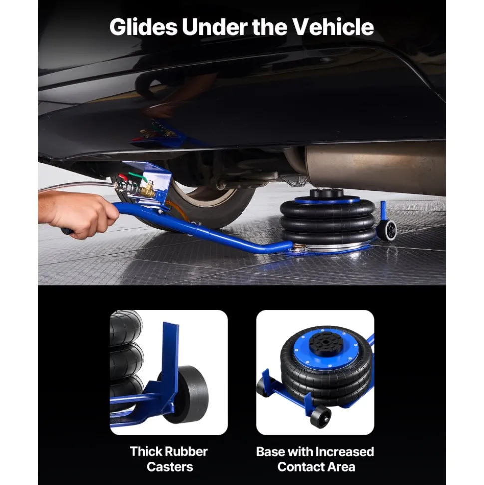 VEVOR Air Jack, 3 Ton/6613 lbs Triple Bag Air Jack, Airbag with Six Steel Pipes, Lift Up to 17.7 inch/450 mm, 1-6 s Fast Lifting Pneumatic with Long Handle & Rubber Pad for Cars, SUVs, Pickup Trucks