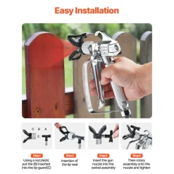 VEVOR Airless Paint Spray Gun, 3600PSI High Pressure Airless Paint Sprayer Gun with 517 Tip, Swivel Joint Airless Spray Gun Kit with Filters, Cleaning Needle and Brush, for Airless Spraying Machine