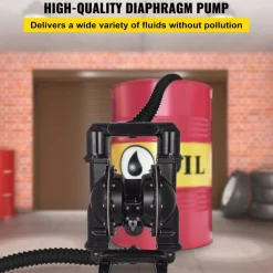 VEVOR Air-Operated Double Diaphragm Pump, 2 inch Inlet & Outlet, Aluminum Alloy Body, 75 GPM & Max 120PSI, Nitrile Diaphragm Transfer Pump for Petroleum, Diesel, Oil and Low Viscosity Fluids