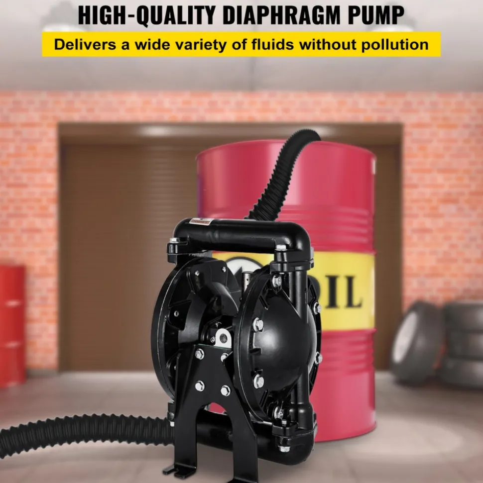 VEVOR Air-Operated Double Diaphragm Pump 1 inch Inlet Outlet Aluminum 24 GPM Max 120PSI for Industrial Use