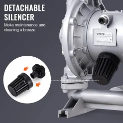 VEVOR Air Operated Double Diaphragm Pump, 44GPM, Max 115PSI Air Waste Oil Pneumatic Transfer Pump with 2 Extra Diaphragms, 1-1/2 inch Inlet & Outlet Aluminum Alloy Diaphragm Pump for Diesel Grease Oil