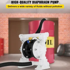 VEVOR Air Operated Double Diaphragm Pump, 35 GPM, 1 inch Inlet & Outlet Pneumatic Waste Oil Transfer Pump, Max 114 PSI, Aluminum Alloy Body, Air-Operated for Diesel, Grease, Kerosene, Gasoline & Oil