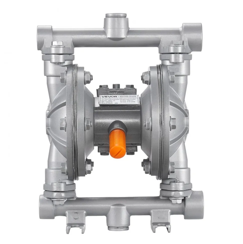 VEVOR Air Operated Double Diaphragm Pump, 6.6 GPM, 3/8 inch Inlet & Outlet Pneumatic Waste Oil Transfer Pump, Max 100 PSI, Aluminum Alloy Body, Air-Operated for Diesel, Grease, Kerosene, Gasoline