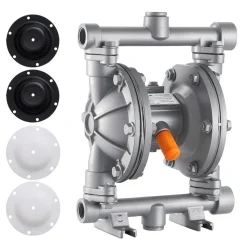 VEVOR Air Operated Double Diaphragm Pump, 6.6 GPM, 3/8 inch Inlet & Outlet Pneumatic Waste Oil Transfer Pump, Max 100 PSI, Aluminum Alloy Body, Air-Operated for Diesel, Grease, Kerosene, Gasoline