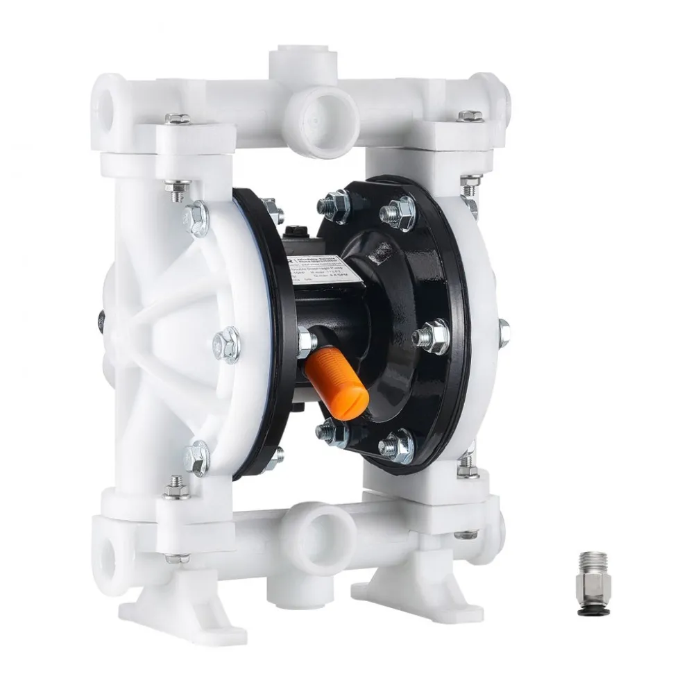 VEVOR Air Operated Double Diaphragm Pump, 4.4 GPM, 1-1/2 inch Inlet & Outlet Pneumatic Waste Oil Transfer Pump, Max 100 PSI, Polypropylene Body, Air-Operated for Diesel, Grease, Kerosene, Gasoline